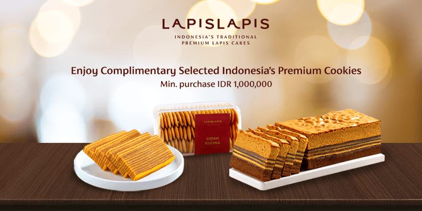 LapisLapis: Complimentary premium cookies with minimum spend of IDR 1,000,000 for travellers shopping for local snacks, premium cookies, gifts and food souvenirs.