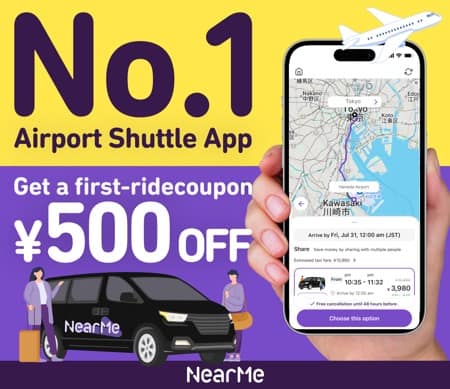 NearMe: DISKON ¥500 untuk Perjalanan Antar-Jemput Bandara Pertama