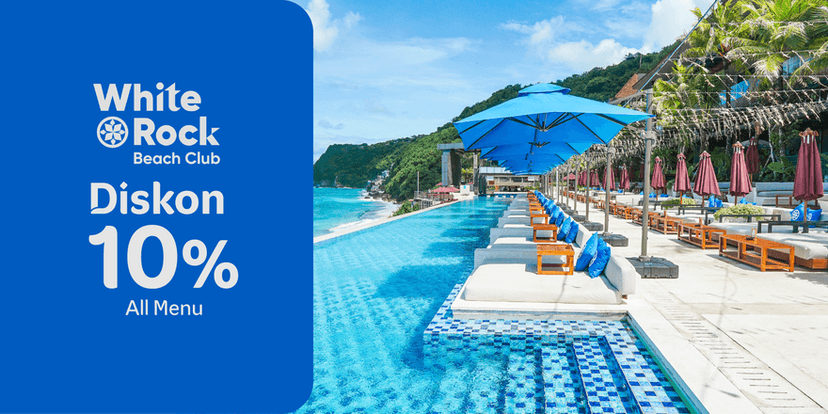 Whiterock Beach Club: 10% OFF Food & Beverages to enjoy beachfront dining, drinks and a relaxing Bali beach club experience by the sea.